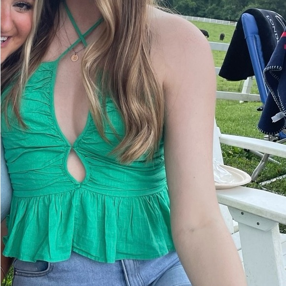 Green Free People Top - Picture 1 of 3
